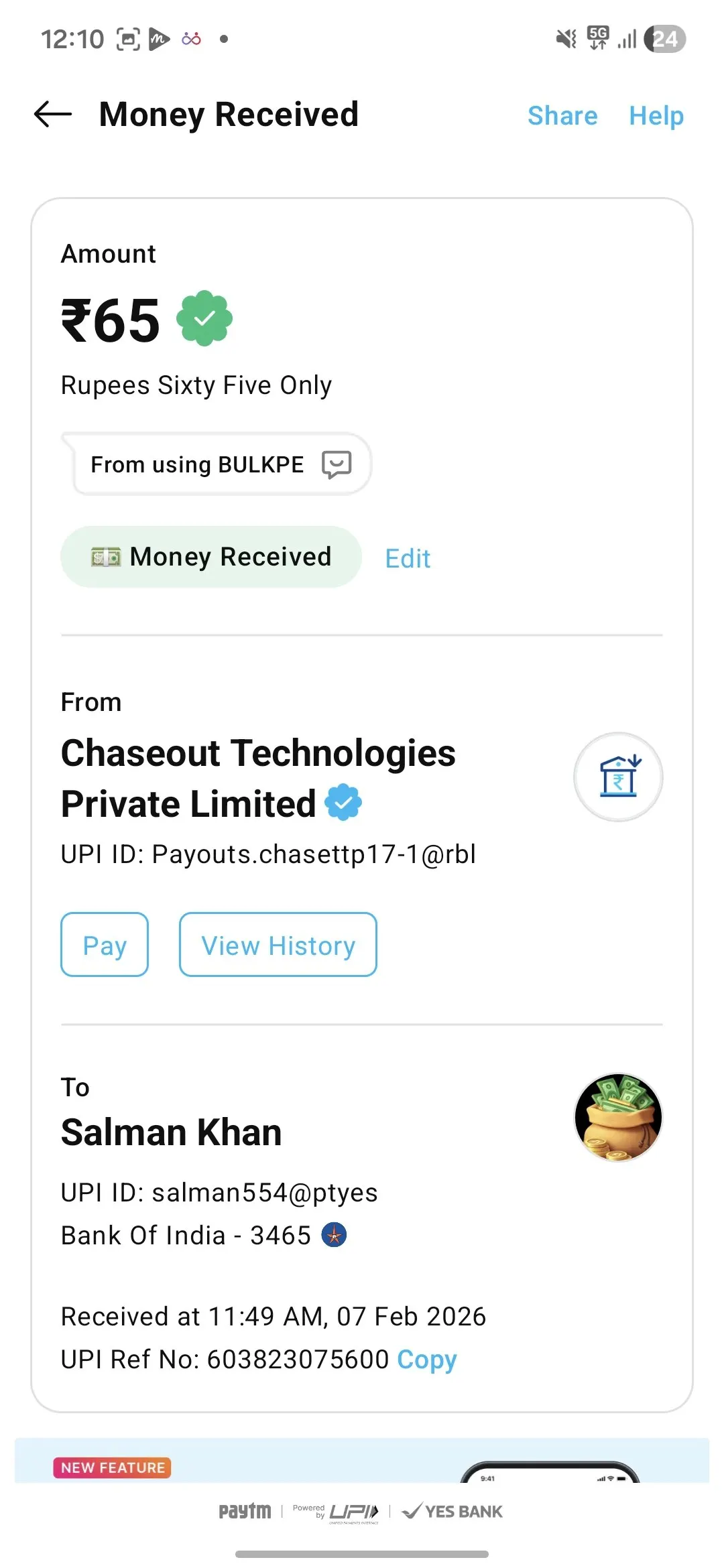 GoCash App Payment Proof
