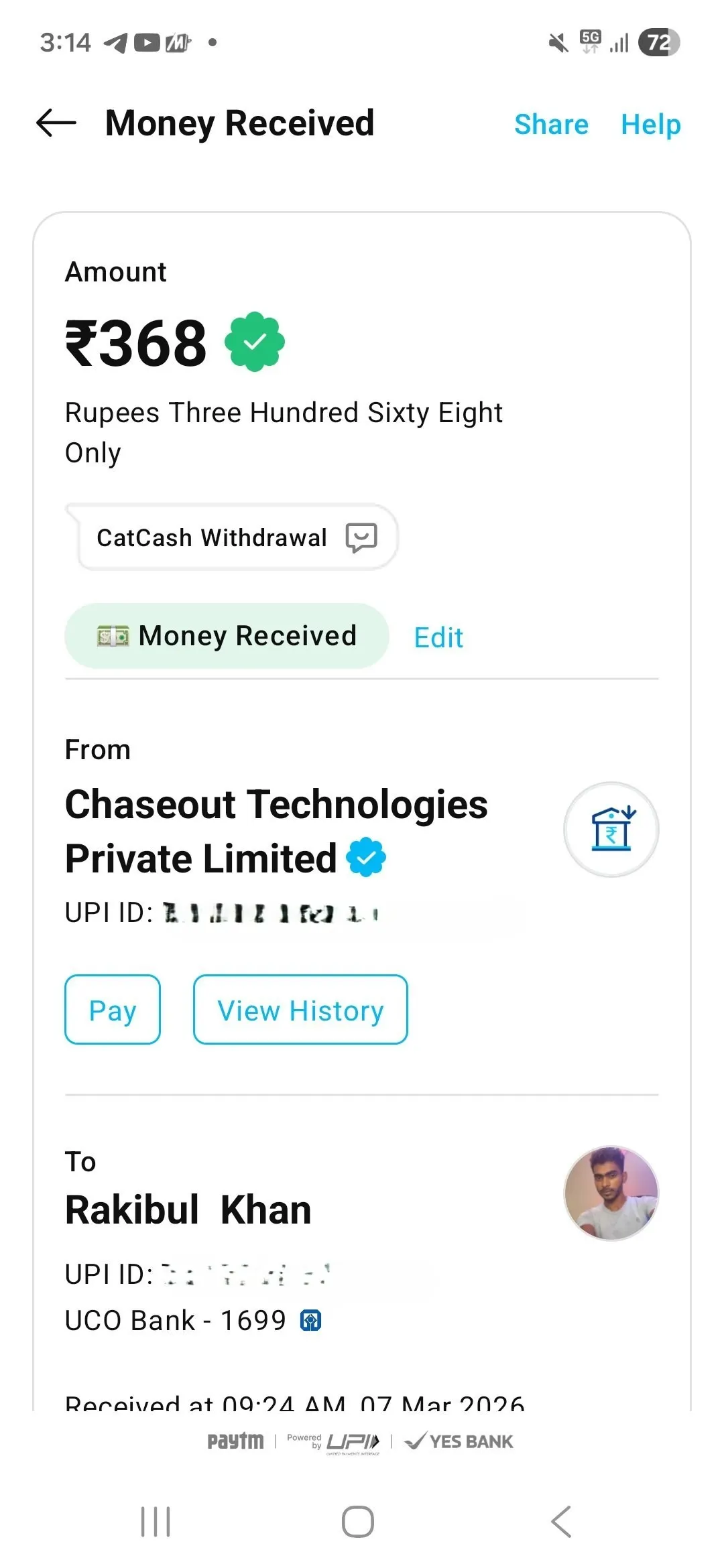 sunday offer ep 20 upi cashback payment proof