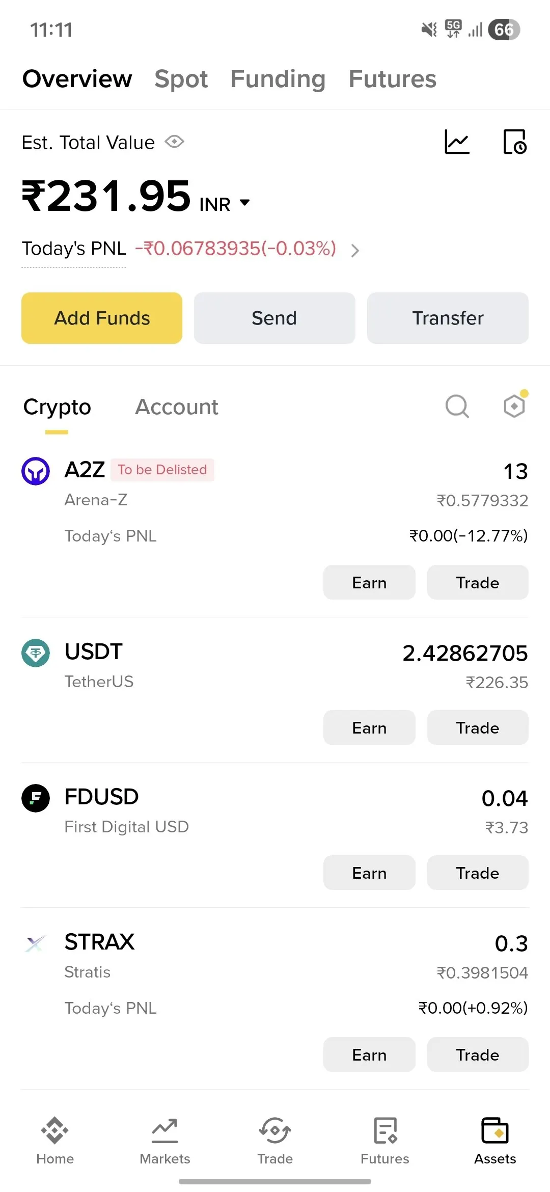 binance earning proof ₹231 balance crypto cashback old user reward proof
