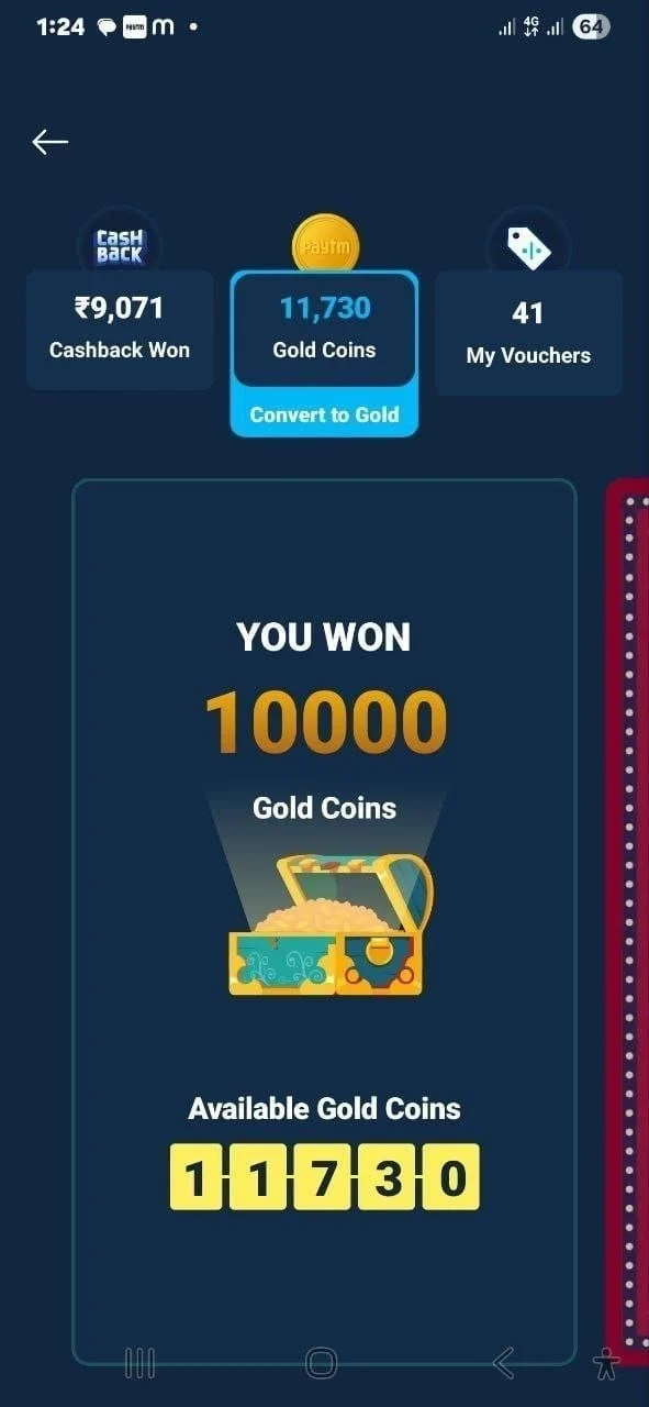 paytm gold coins earning proof 10000 coins cashback reward refer and earn apps india