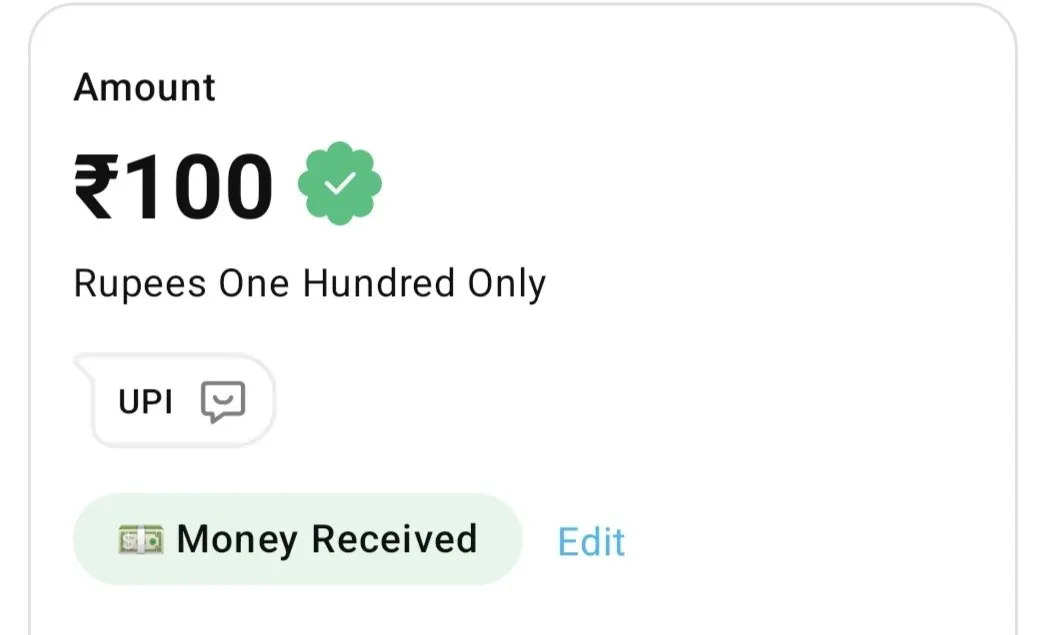upi payment proof 100 rupees cashback received earning app india